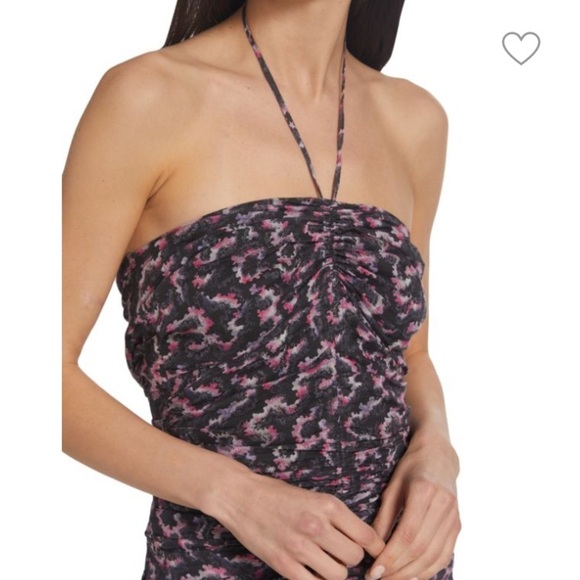 Isabel Marant Étoile Ilanka Printed Ruched Halter Minidress Size Euro 42 US 10 - Picture 4 of 9